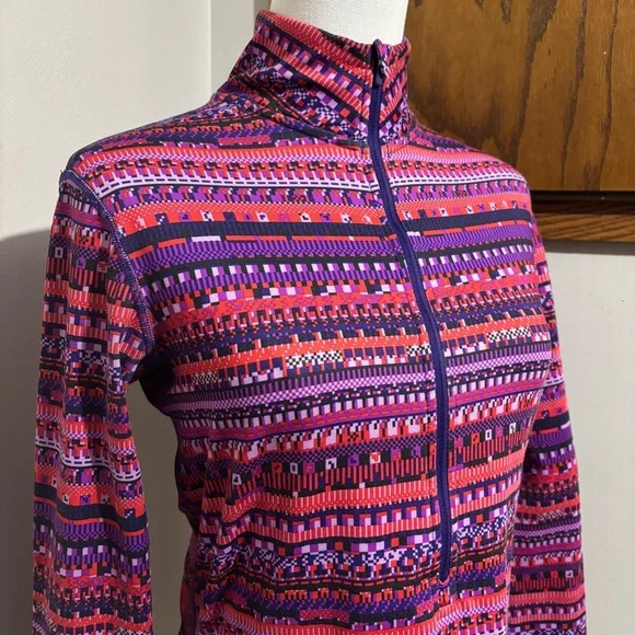 Nike Dri Fit Quarter Zip Long Sleeve Athletic Top Shirt Size Medium Abstract - Picture 2 of 11